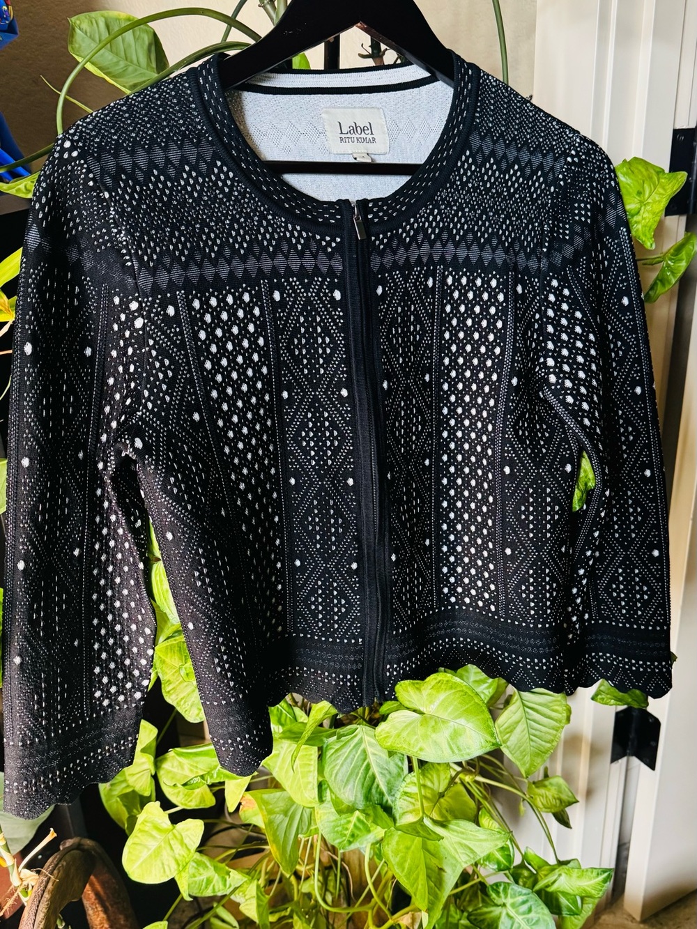Ritu Kumar Black Openwork Zip Front Blazer